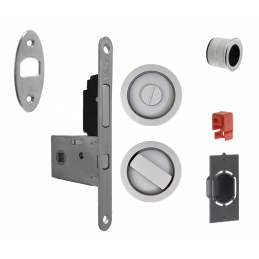 Serrure pour porte coulissante ronde chromé mat