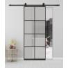 Rail porte coulissante loft/fermière acier noir pour porte en alu ou verre