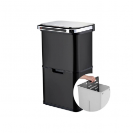 Poubelle automatique de tri sélectif noir mat 60L