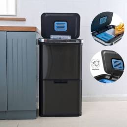 Poubelle automatique rectangulaire design noire mate pour cuisine