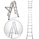 Échelle articulée pliante et télescopique en aluminium 4x4 marches 3,88m + 1 tablette