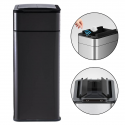 Poubelle cuisine automatique latérale - Ouverture papillon - Noir mat - 60L - Piles ou batterie