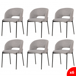 Lot de 6 chaises de salle à manger en tissus gris. Chaise grise design