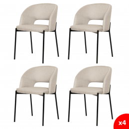 Chaise salle à manger en tissus beige. Lot de 4 chaises beiges.