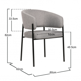 Lot de 2 chaises grises pour salle à manger