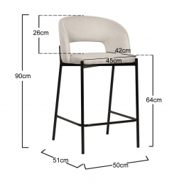 Tabouret de bar design et confortable, en tissu