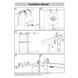 Rail porte coulissante loft/fermière acier noir en applique pour port