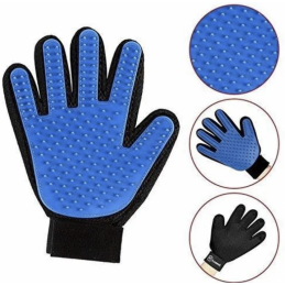 Gants de brossage, toilettage pour poils d'animaux, bleu, main droite