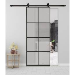 Rail porte coulissante loft/fermière acier noir pour porte en alu ou