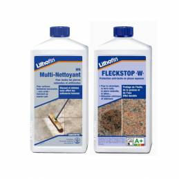 Kit Lithofin fin de chantier + protection : FLECKSTOP W 1L + MN MULTI