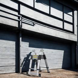 Echelle/escabeau télescopique double aluminium 2x6 marches H 3,8M (1,9+1,9)