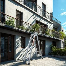 Échelle articulée et télescopique pliante en aluminium 4x6 marches 6,04m