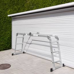 Échelle Multifonction Pliable 4x3 marches 6 en 1 - 3.5m - 100% aluminium - Avec plateforme échafaudage