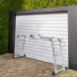 Échelle Multifonction Pliable 4x3 marches 6 en 1 - 3.5m - 100% aluminium - Avec plateforme échafaudage