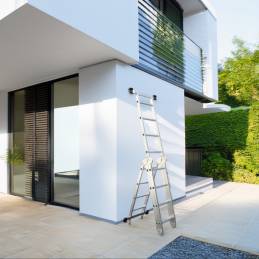 Échelle Multifonction Pliable 4x4 marches 6 en 1 - 4.6m - 100% aluminium - Avec plateforme échafaudage