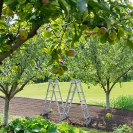 Échelle Multifonction Pliable 4x5 marches 6 en 1 - 5.7m - 100% aluminium - Avec plateforme échafaudage