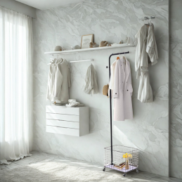 Portant à vêtements noir à roulettes Secury-T