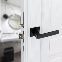 Poignées de porte sur rosace noir mat carré - Modèle Nathaly