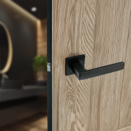 Poignées de porte sur rosace noir mat carré - Modèle Nathaly