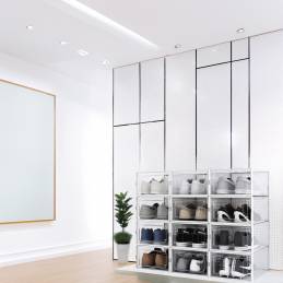 12 boîtes à chaussures empilables transparentes