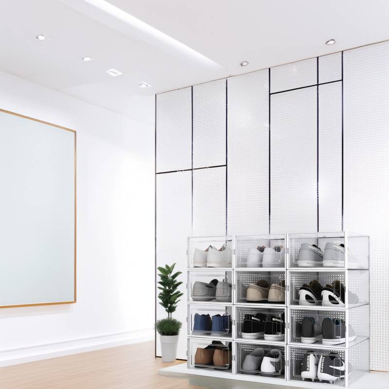 12 boîtes à chaussures empilables transparentes