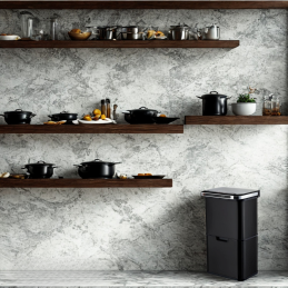 Poubelle de tri à 4 compartiments - ouverture automatique - Noir mat