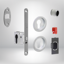 Serrure pour porte coulissante ronde à trou de cylindre i chromé sati