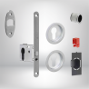 Serrure pour porte coulissante ronde à trou de cylindre i chromé sati