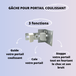 Gâche portail coulissant - Acier zingué blanc - 3 fonctions