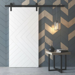 Rail porte coulissante loft/fermière acier noir en applique pour porte