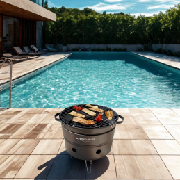 Mini Barbecue au Charbon de bois portable - Noir - Design pot de fleur