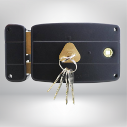 Serrure en applique axe à 60mm horizontale noire ouverture à droite