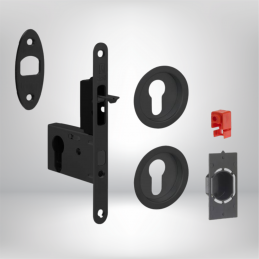 Serrure pour porte coulissante carré noire mat