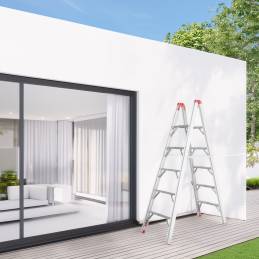 Escabeau pliable télescopique tubulaire 1.8M 5 marches