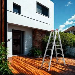 Escabeau pliable télescopique tubulaire 1.8M 5 marches