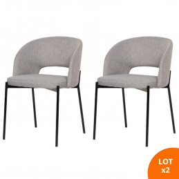 Chaise salle à manger en tissu gris. Lot de 2 chaises modernes pour salle à manger.