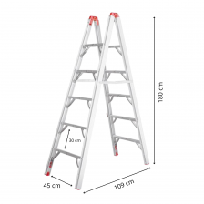 Escabeau pliable télescopique tubulaire 1.8M 5 marches