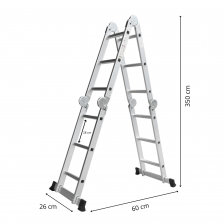 Échelle multifonctionnelle 100% aluminium : peut être utilisée en plusieurs positions