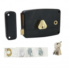 Serrure en applique axe à 60mm horizontale noire ouverture à droite