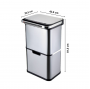 Poubelle de tri à 4 compartiments - ouverture automatique - Inox SS30