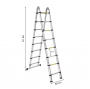 Echelle télescopique aluminium 8 marches H5m (2,5+2,5)