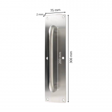 Poignée de tirage sur plaque de propreté inox SS304 - 300X75X2 mm