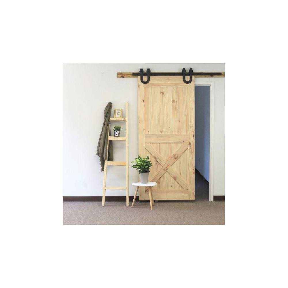 Rail porte coulissante - Acier noir - Applique fer à cheval