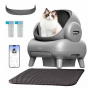 NEAKASA M1 Litière automatique pour grands chats, Gris + Clôture d'entrée surélevée