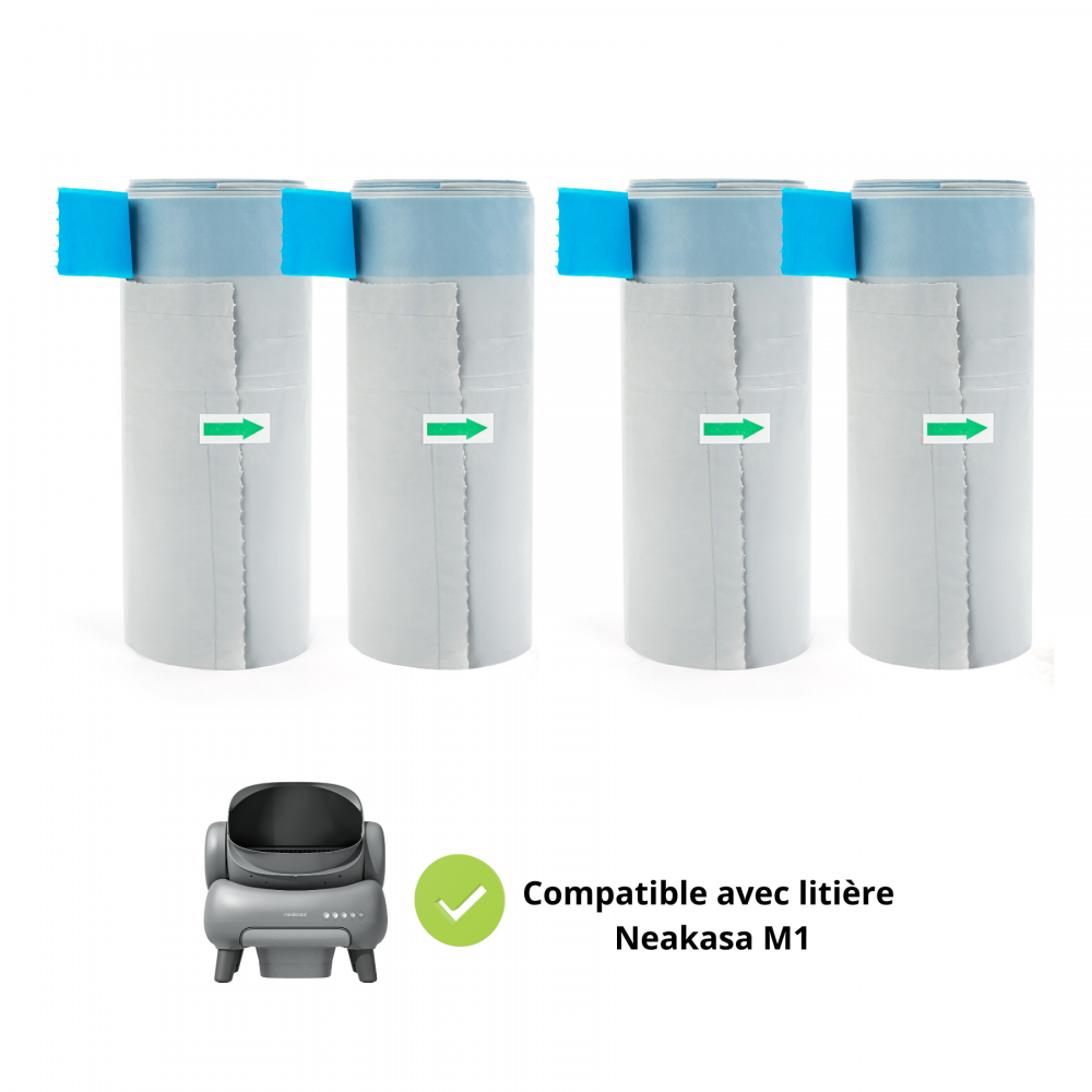 Pack de 4 rouleaux de sacs poubelles pour litière automatique Neakasa M1