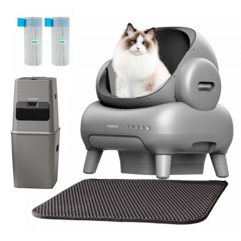 Neakasa Litière automatique M1, Grise + PooGuard poubelle à litière pour chat