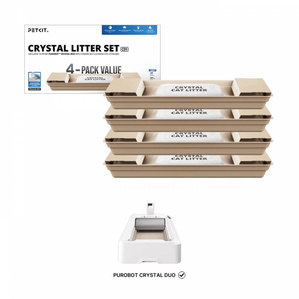 Petkit Crystal Cat Litter Pack de 4 recharges pour litière Purobot Crystal Duo