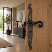 Poignées de porte d'époque rustique en fer forgé COQ vieil argent