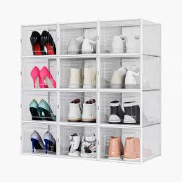 PUCHIKA boîtes à chaussures, boîte à chaussures, set de 6, boîtes à  chaussures empilables noir, boîte à chaussures avec porte transparente,  boîte à chaussures en plastique, boîte de rangement pour chaussures, taille