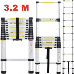 échelle escamotable en aluminium pliable 3.2m pratique et solide